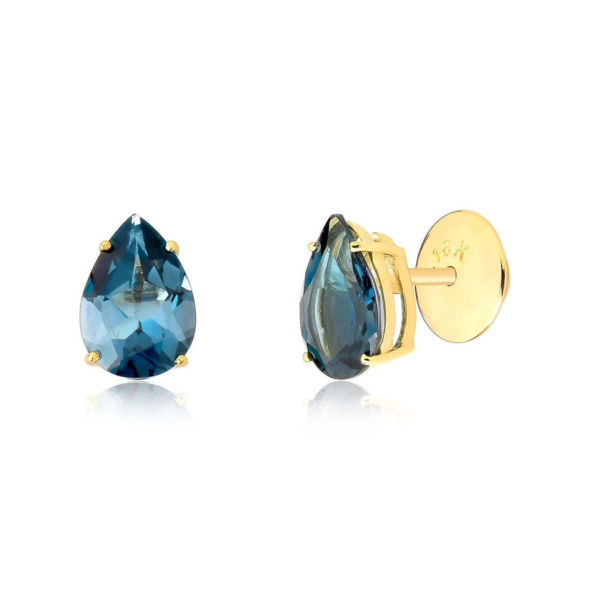 Brinco Stud gota de Topázio London ouro 18k Coleção Genuine