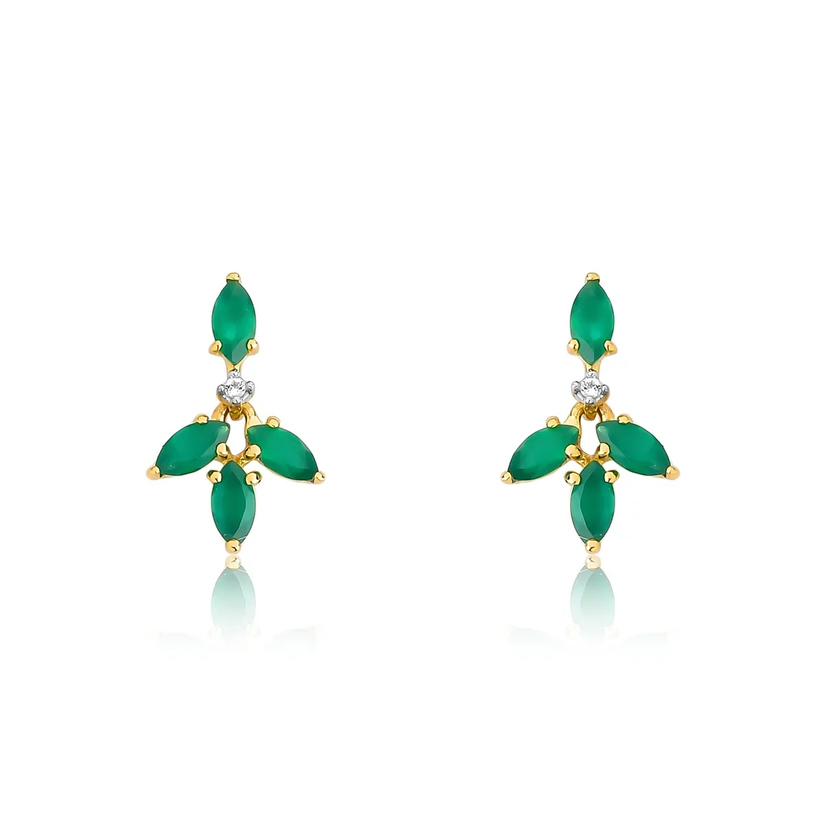 Brinco Stud ouro 18k de Crisoprásio e Topázio branco