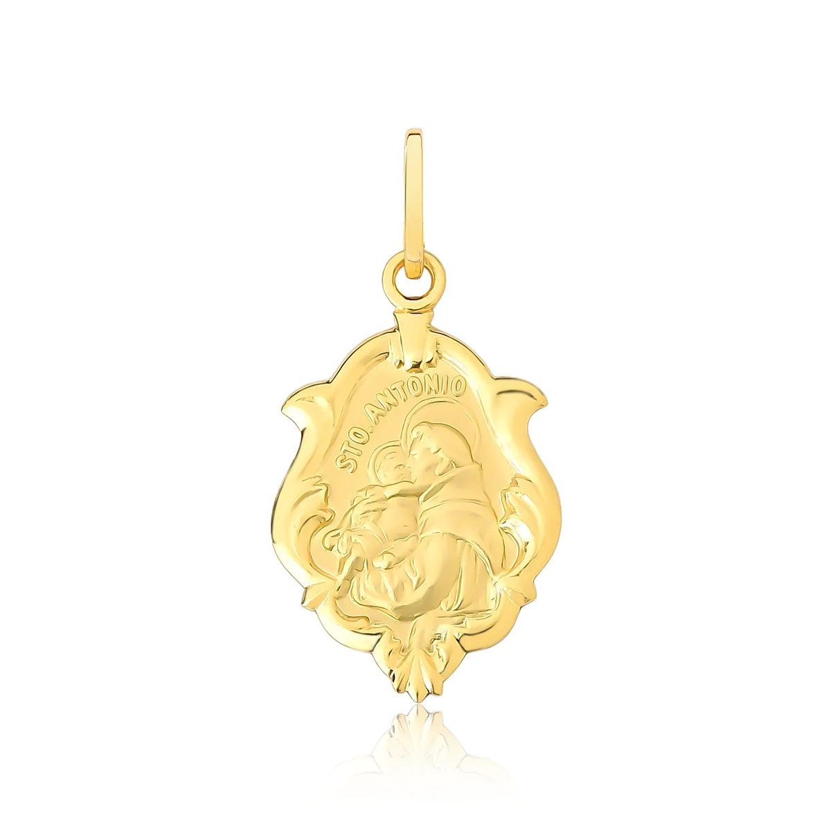Pingente ornato ouro 18k de Santo Antônio