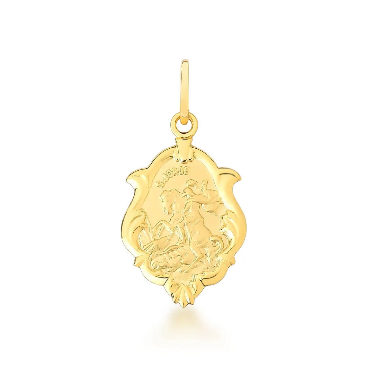 Pingente ornato em ouro 18k medalha de São Jorge