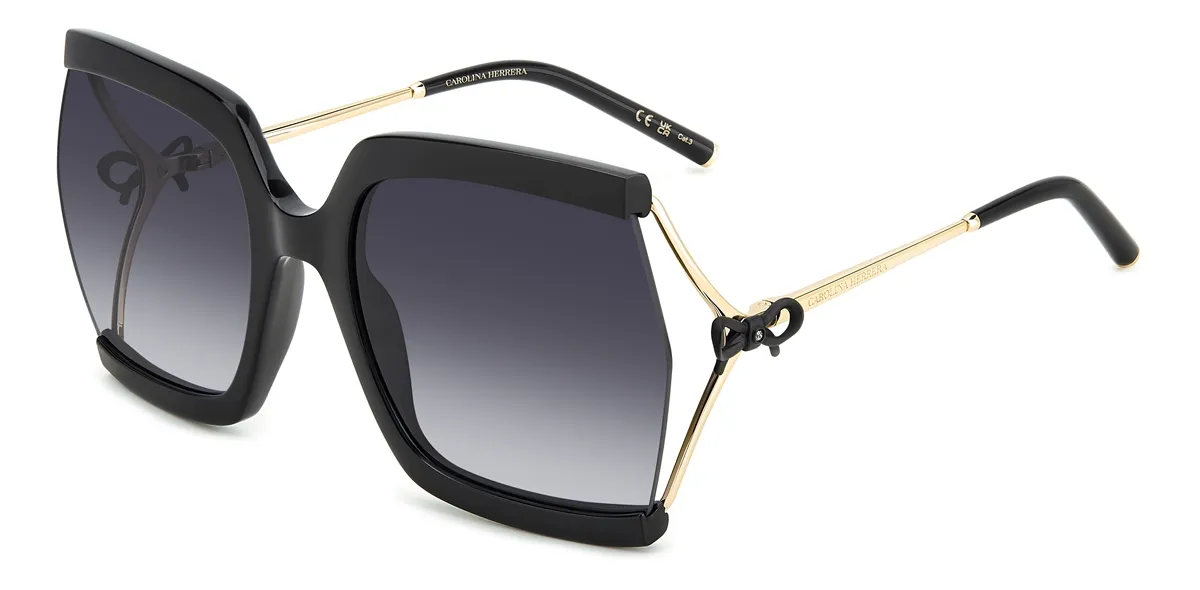 Óculos de Sol Carolina Herrera HER 0216/G/S 2M2 619O Acetato Preto com lentes na cor Fume Degradê