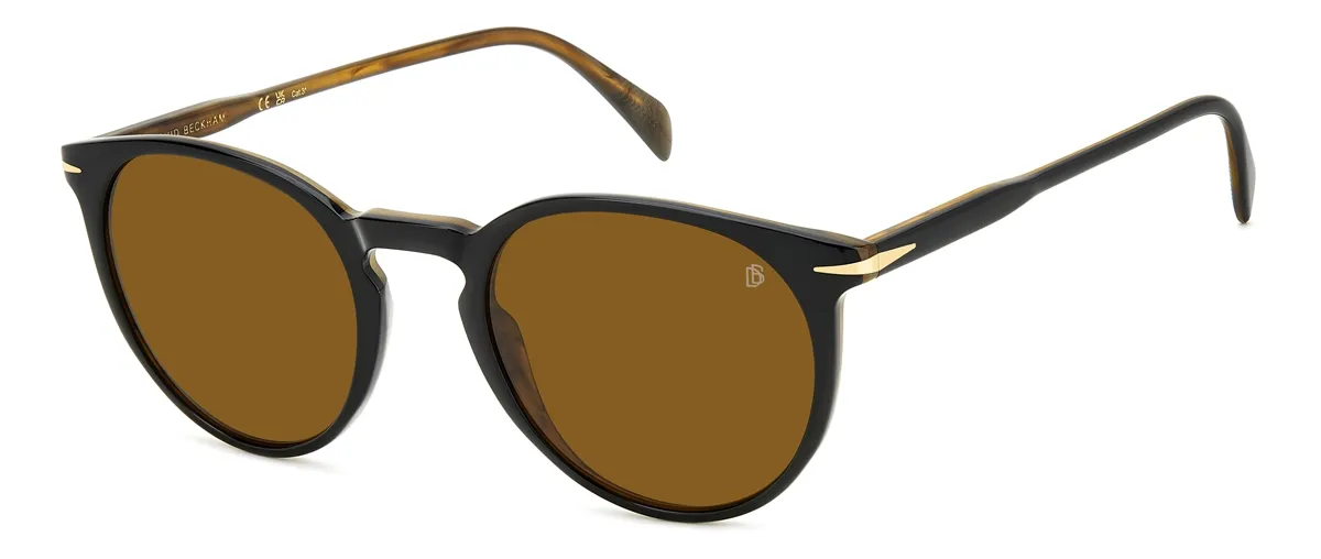 Óculos de Sol David Beckham DB 1139/S 05K 512M Acetato Preto e Marrom com lentes na cor Marrom