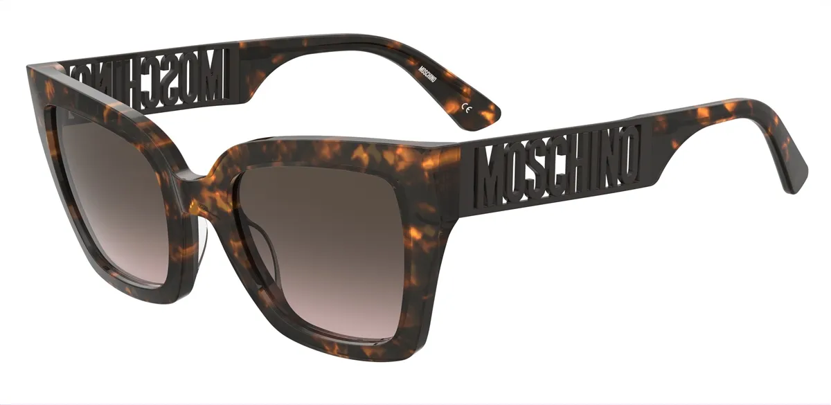 Óculos de Sol Moschino MOS161/S 086 53HA Acetato Marrom Mesclado com lentes na cor Fumê Degradê