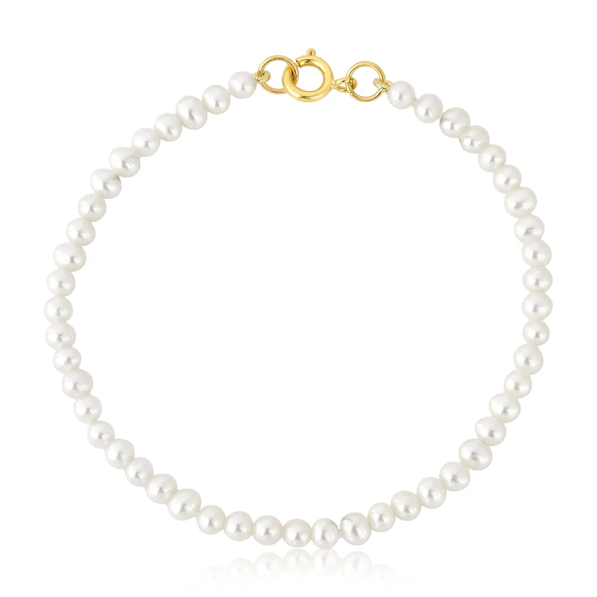 Pulseira de Pérola natural batata ouro 18k