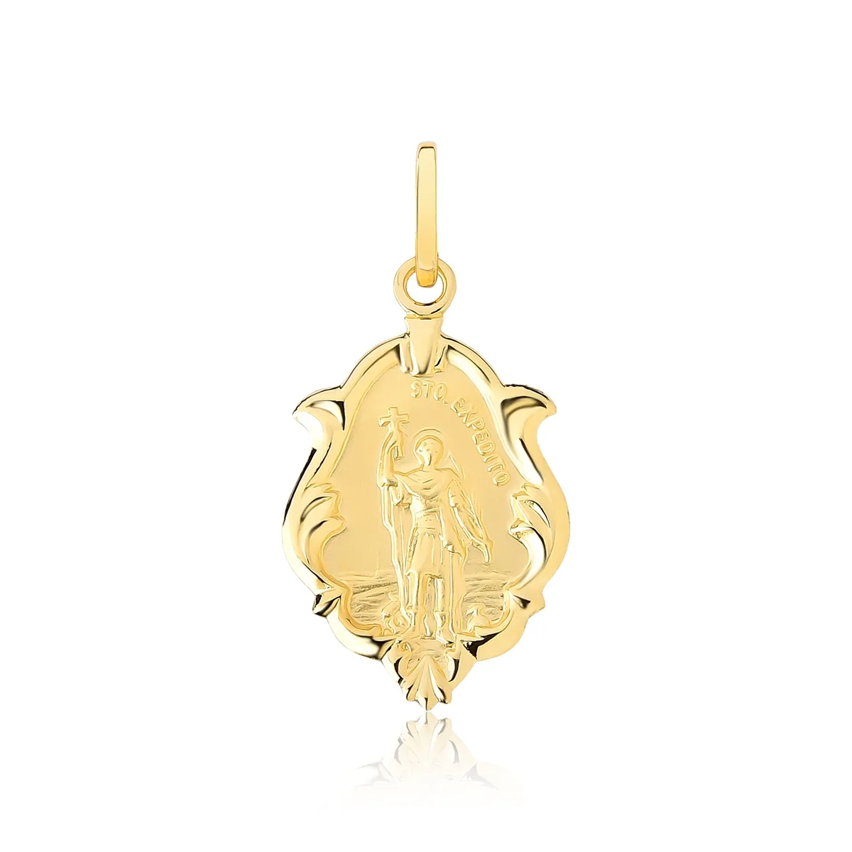 Pingente ornato ouro 18k medalha de Santo Expedito
