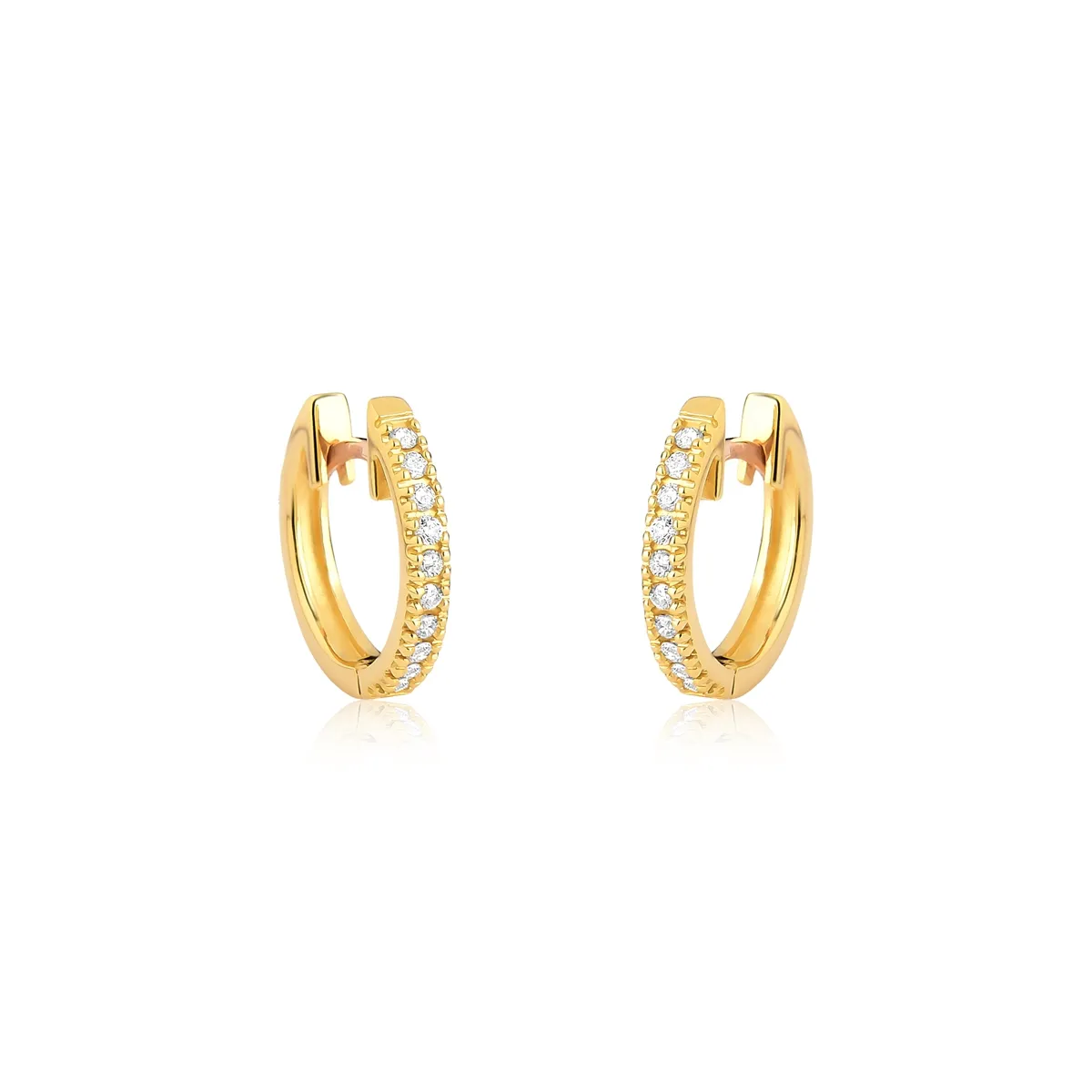 Brinco argola click ouro 18k com 10pts de Diamantes Coleção Pavês Adore