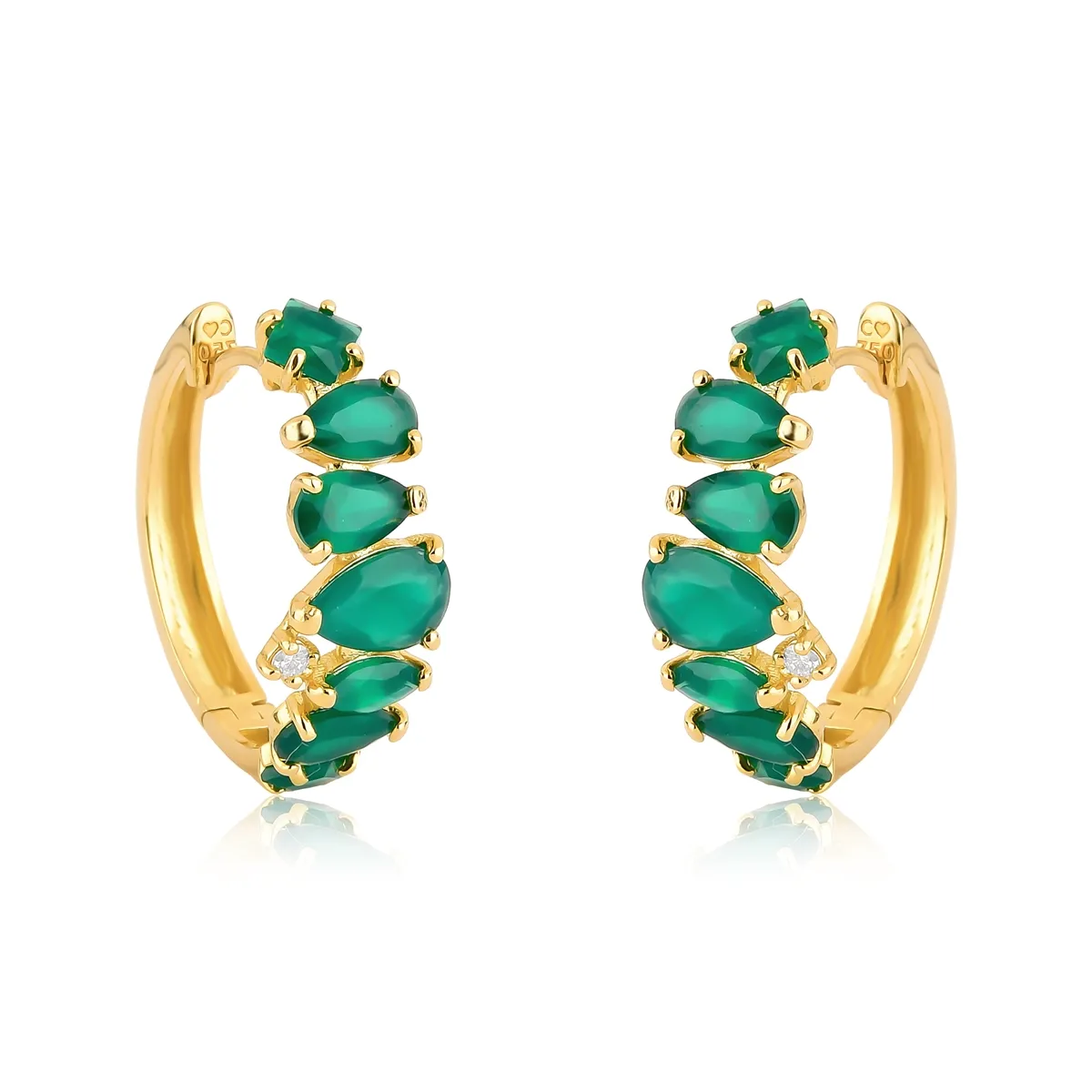 Brinco Artsys argola click de Crisoprásio ouro 18k com Diamantes