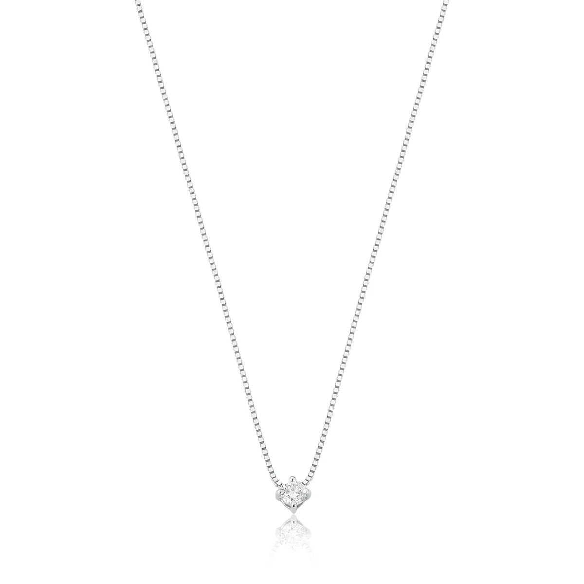 Gargantilha ouro branco 18k ponto de luz 7pts de Diamantes Coleção Solitários Classic