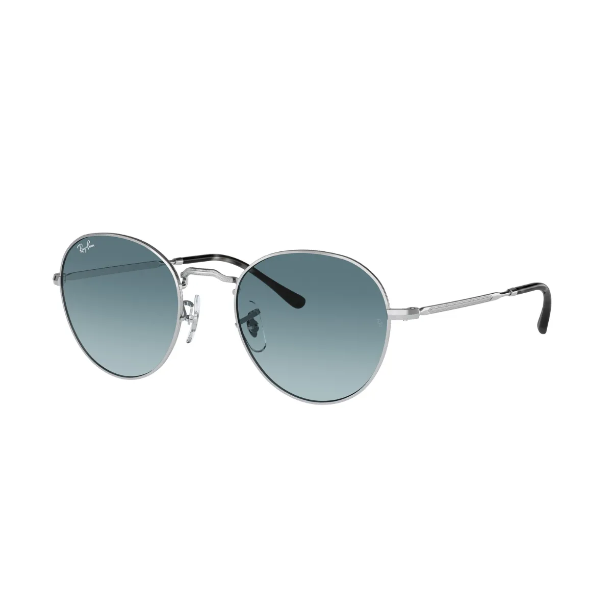 Óculos de Sol Ray-Ban David 0RB3582 003/3M53 Metal prata com lentes na cor Azul Degradê