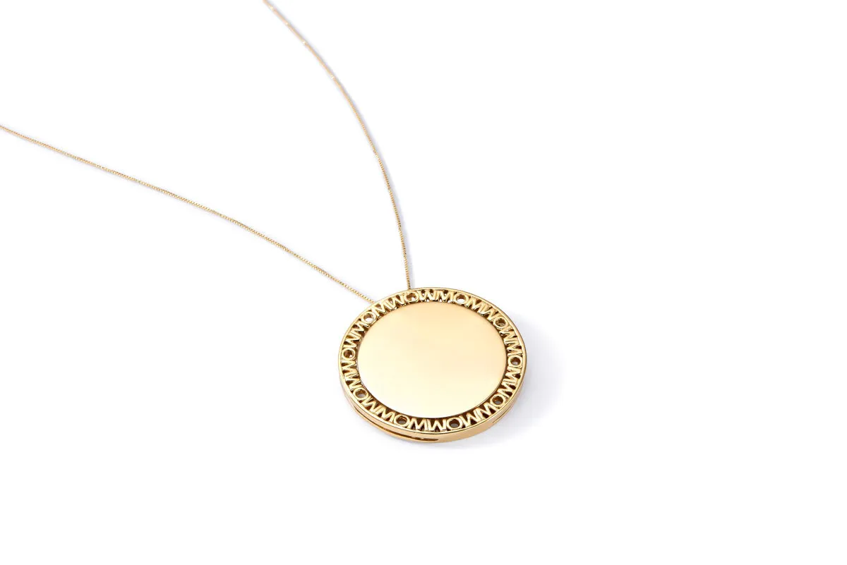 Pingente monograma Wow Mom ouro 18k redondo "Te Amo"