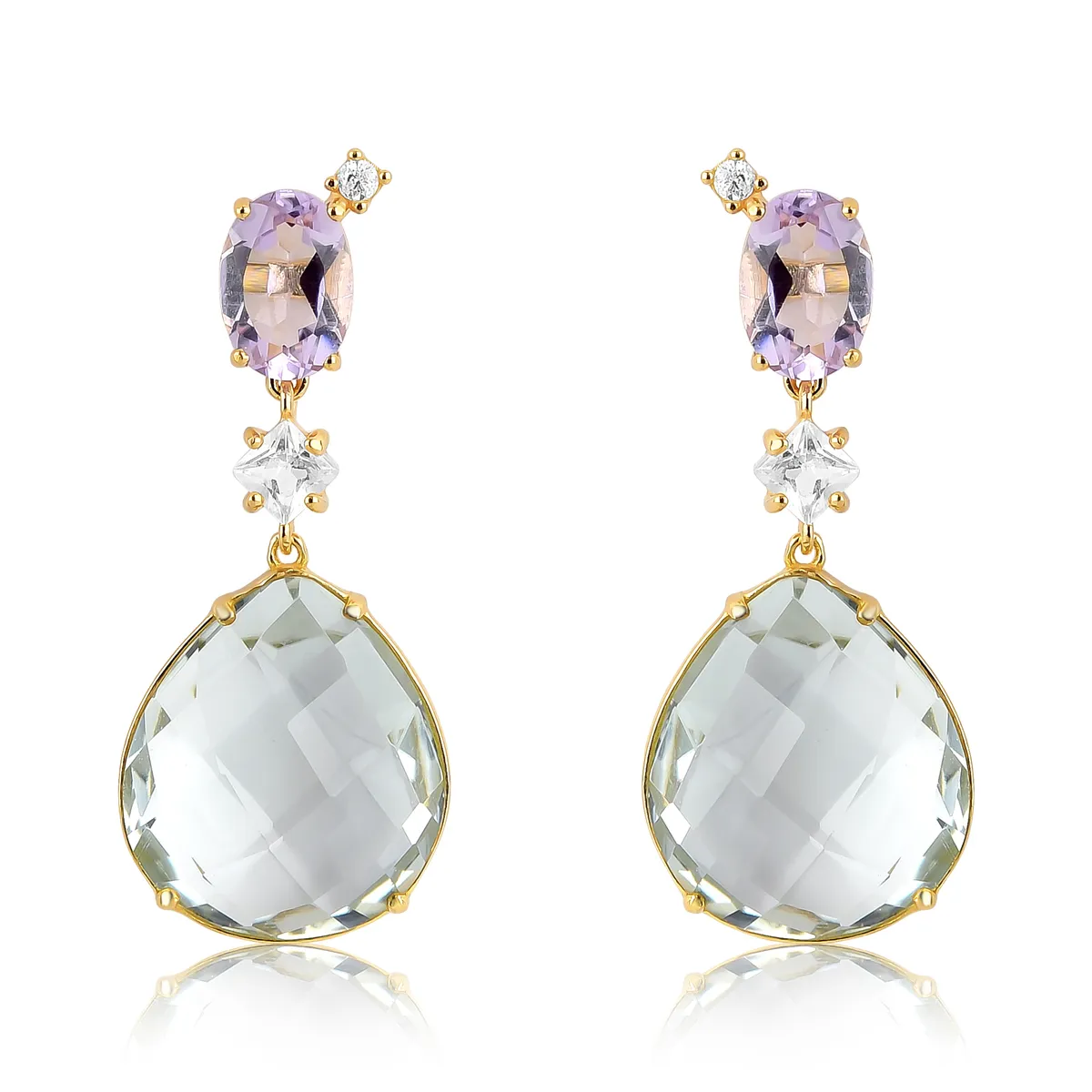 Brinco Artsys Drops ouro 18k de Gemas brasileiras com Diamantes