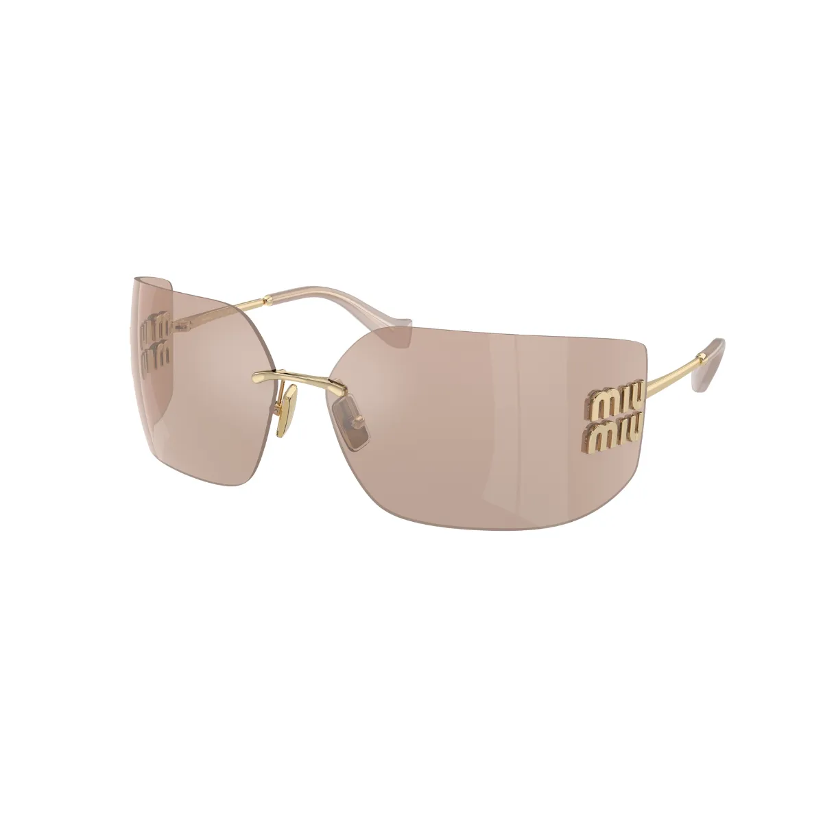 Óculos de Sol Miu Miu 0MU 54YS ZVN20F80 Metal Dourado com lentes na cor Rosa Espelhado