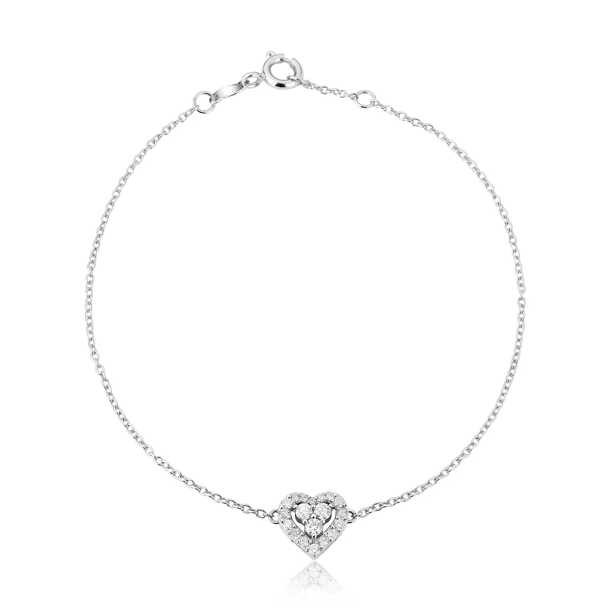 Pulseira coração ouro branco 18k com 28pts de Diamantes Coleção New Heart