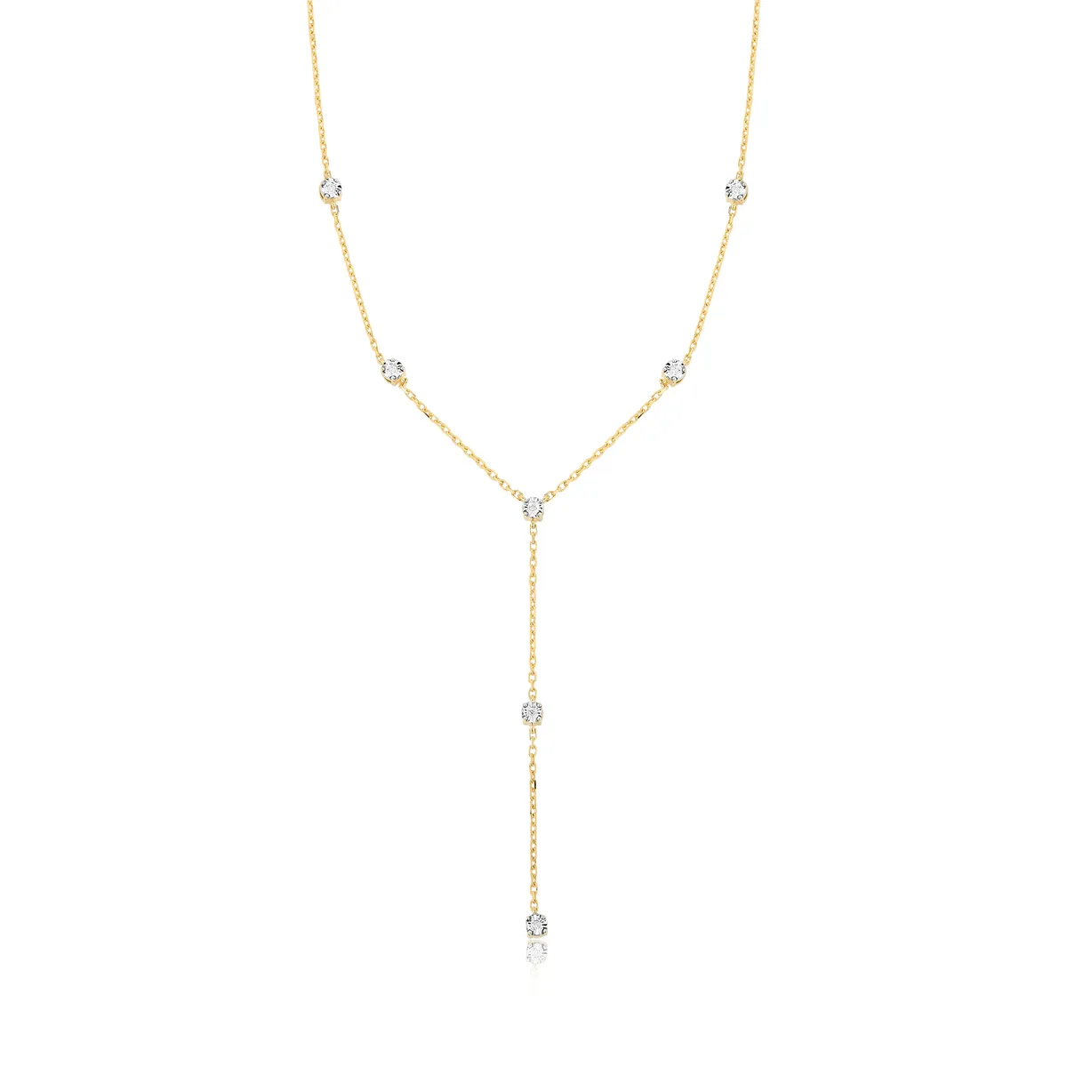 Gargantilha gravatinha ouro 18k com 4pts de Diamantes