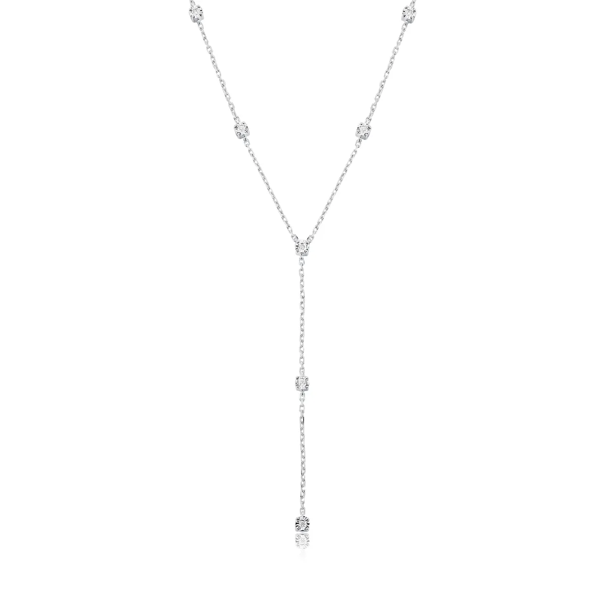 Gargantinha gravatinha em ouro branco 18k com 4pts de Diamantes