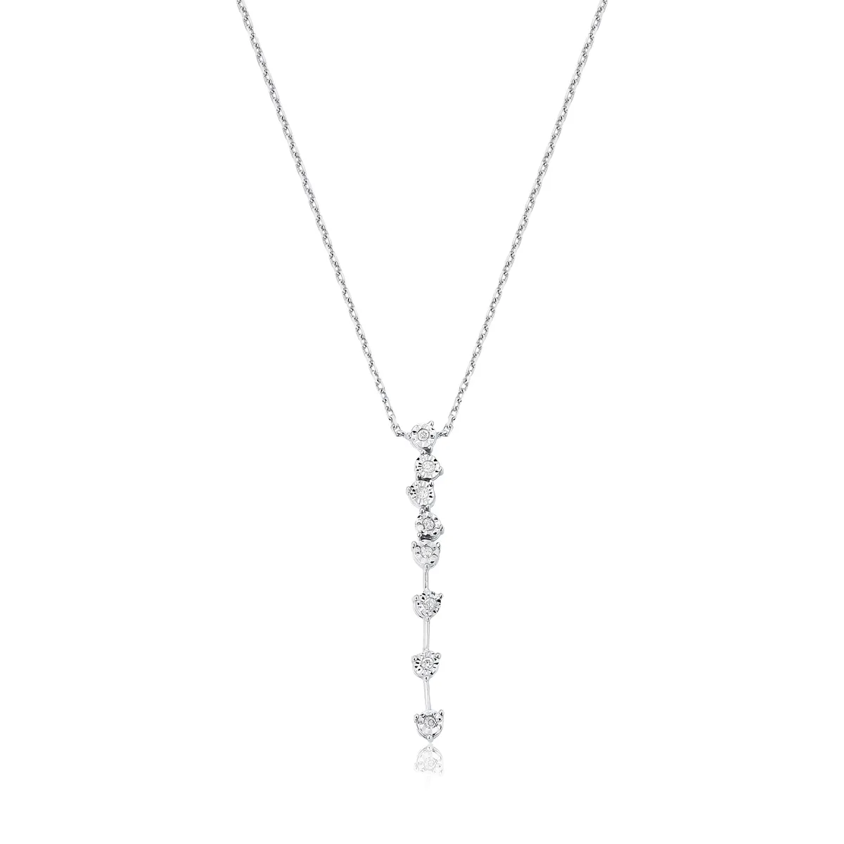 Gargantilha gravatinha ouro branco 18k com 4pts de Diamantes 40/45cm