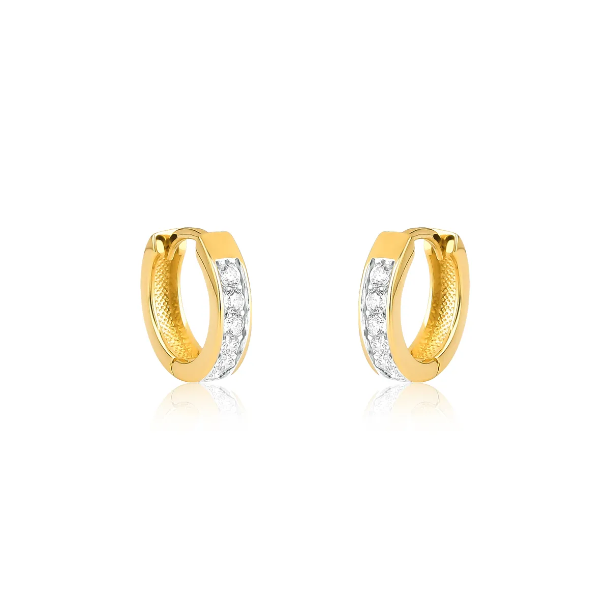 Brinco argola click ouro 18k com Zircônias rodinadas