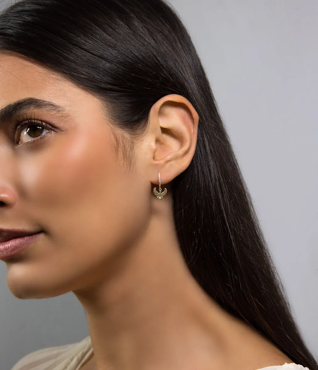 Brinco argola click Espírito Santo ouro 18k com 13,6pts de Diamantes