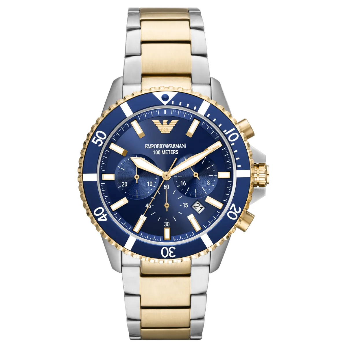 Relógio Emporio Armani Diver Cronógrafo Masculino - AR11362B1 D1SK Bicolor