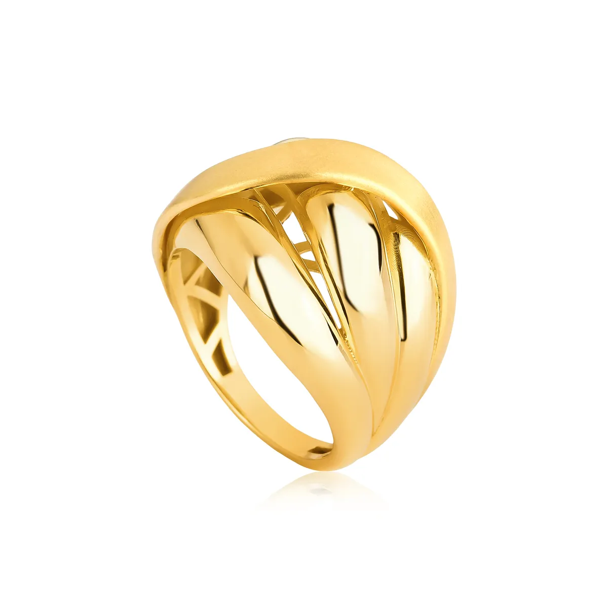 Anel aro entrelaçados ouro 18k vazado polido