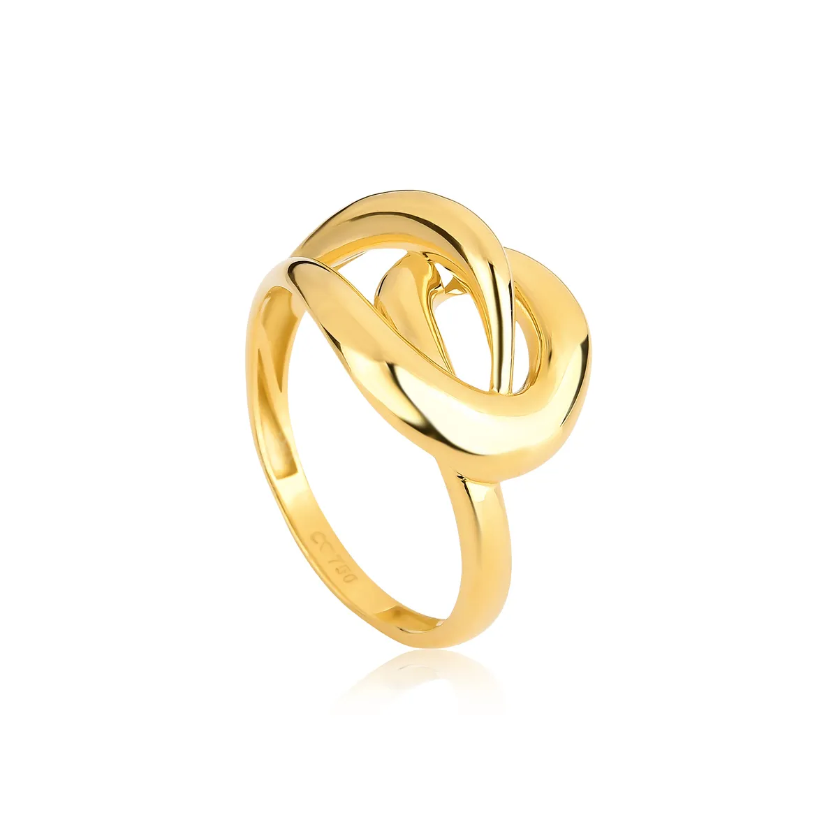 Anel aros entrelaçados ouro 18k liso polido