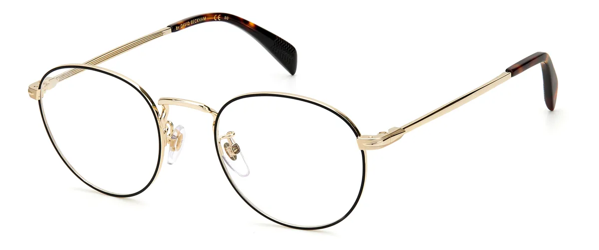Óculos de Grau David Beckham DB 1015 Metal Preto sobre Dourado