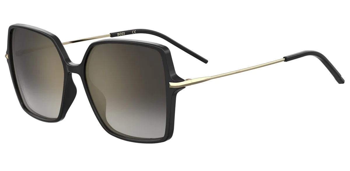 Óculos de Sol Hugo BOSS 1271/S 807 58FQ S Acetato Preto com lentes na cor Espelhado Cinza