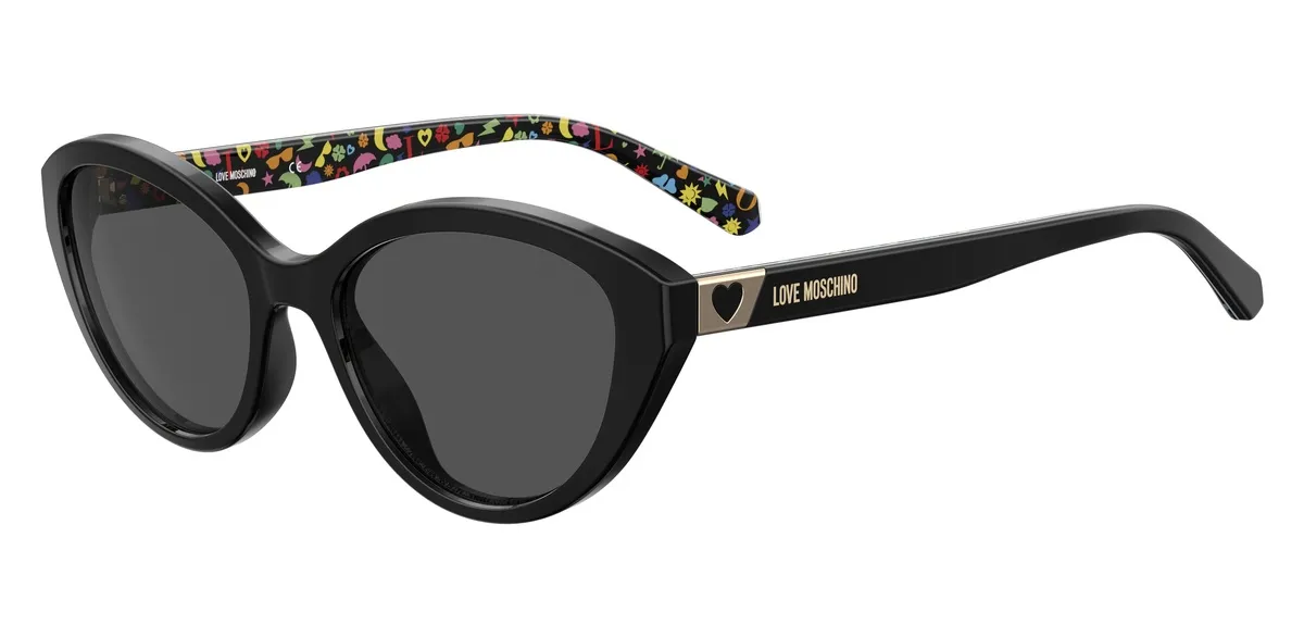 Óculos de Sol Love Moschino MOL033/S 807 54IR Acetato Preto com lente na cor Cinza Degradê