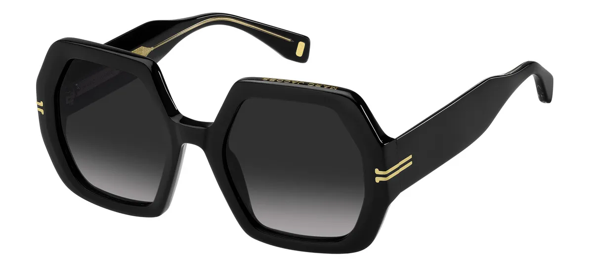 Óculos de Sol Marc Jacobs MJ 1074/S 807 539O Acetato Preto com lentes na cor Cinza Degradê