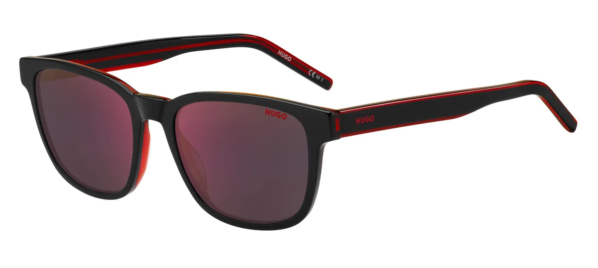 Óculos de Sol Hugo Boss HG 1243/S Acetato Preto e Vermelho
