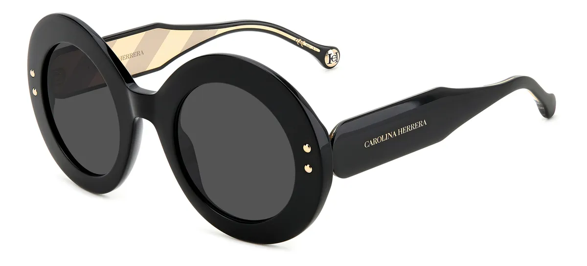 Óculos de Sol Carolina Herrera HER 0081/S 807 52IR S Acetato Preto com lentes na cor Fumê