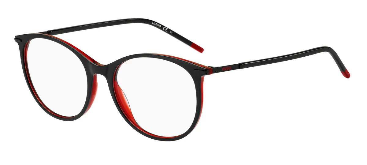 Óculos de Grau Hugo Boss HG 1238 Acetato Preto e Vermelho
