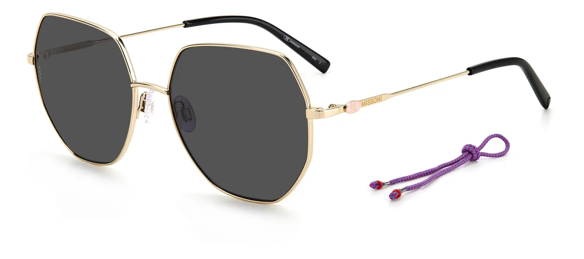 Óculos de Sol M Missoni MMI 0080/S J5G 57IR Metal Dourado com lentes na cor Cinza