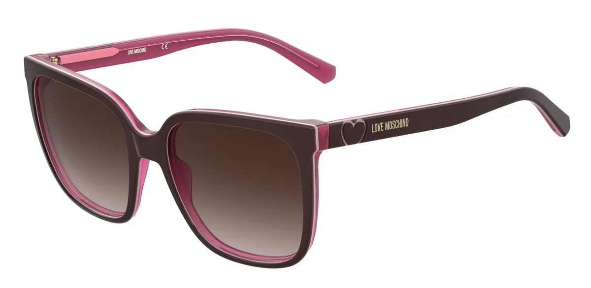 Óculos de Sol Love Moschino MOL044/S Acetato Marrom e Rosa