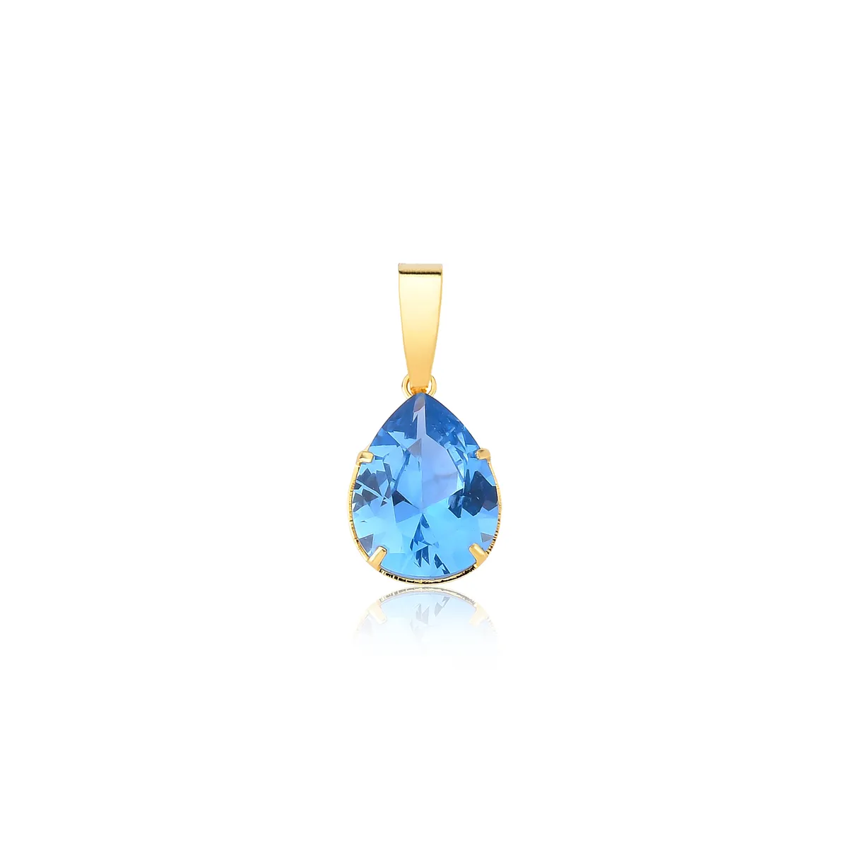 Pingente gota facetada ouro 18k de Zircônia azul