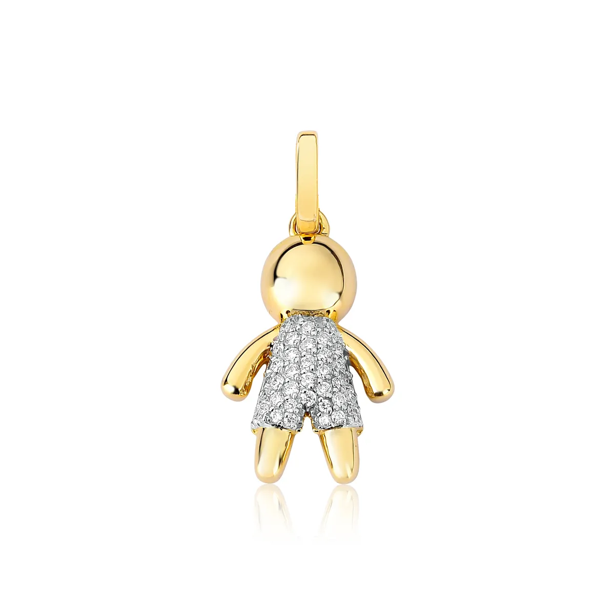 Pingente Diamonds For Mom filhos ouro 18k menino pavê 17pts de Diamantes