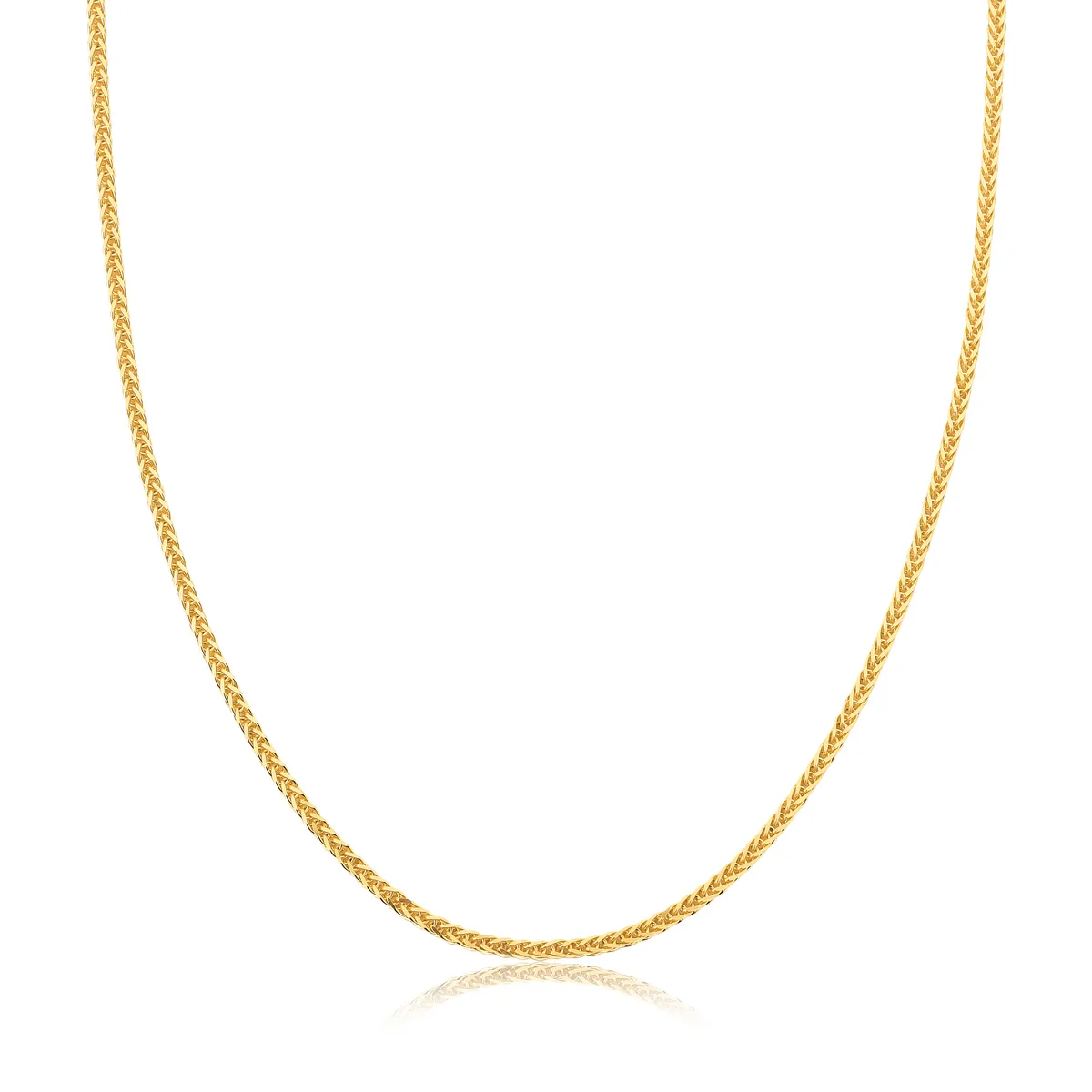 Corrente malha espiga 45cm ouro 18k polida