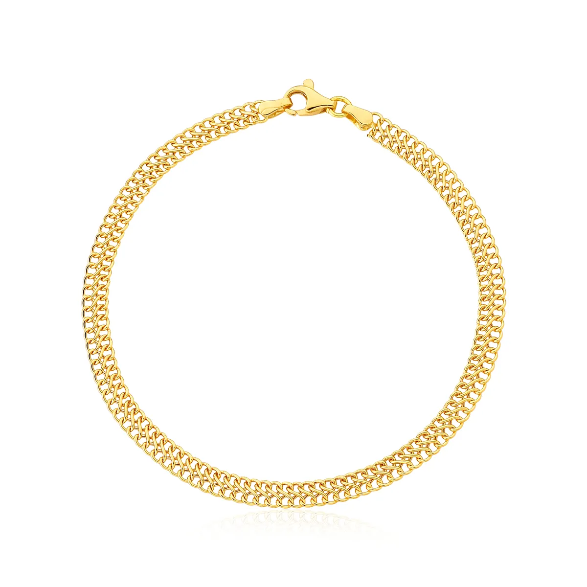 Pulseira malha lacraia 18cm ouro 18k polida oca