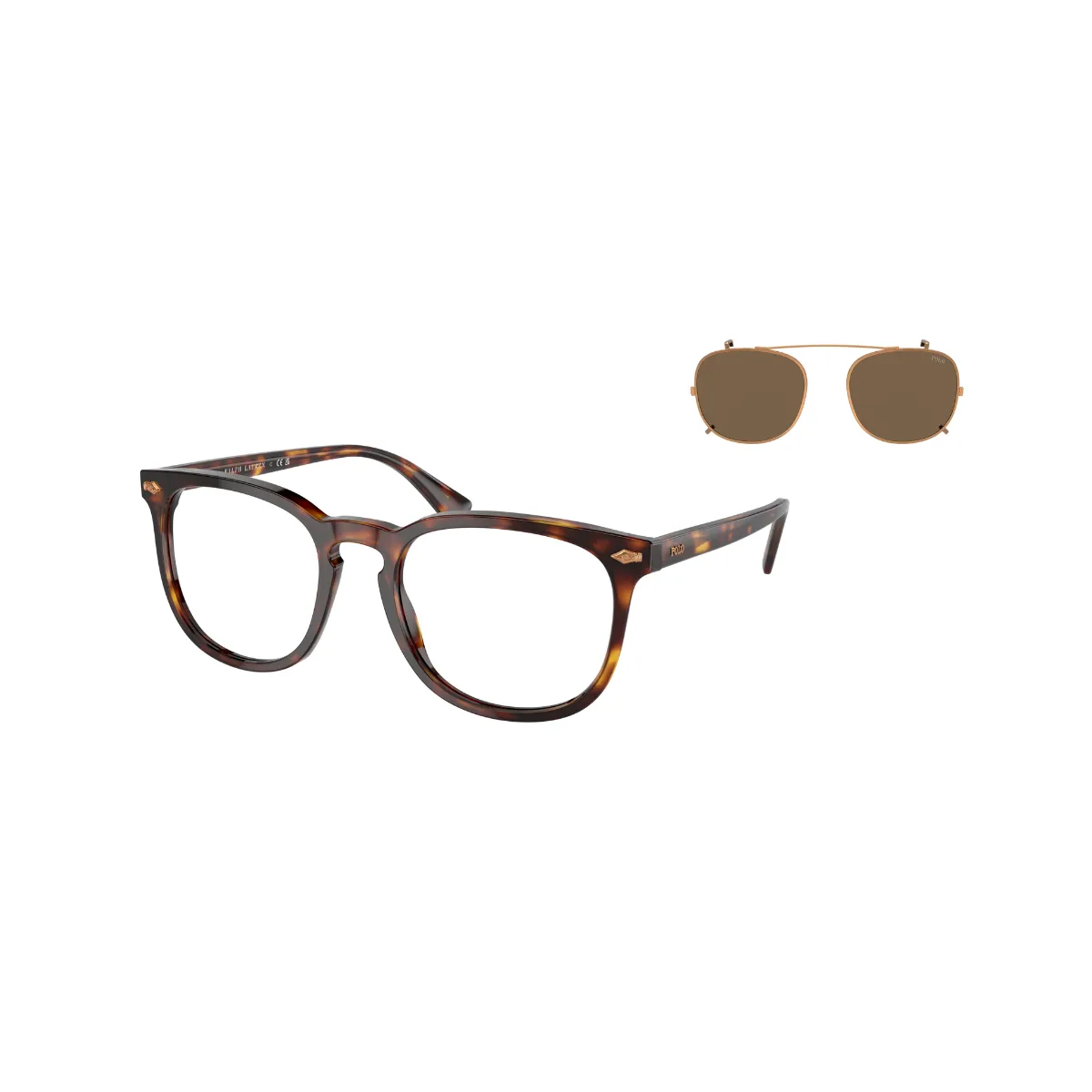 Óculos de Grau Polo Ralph Lauren 0PH4214 61377354 Acetato Marrom Mesclado com Clip-On Marrom