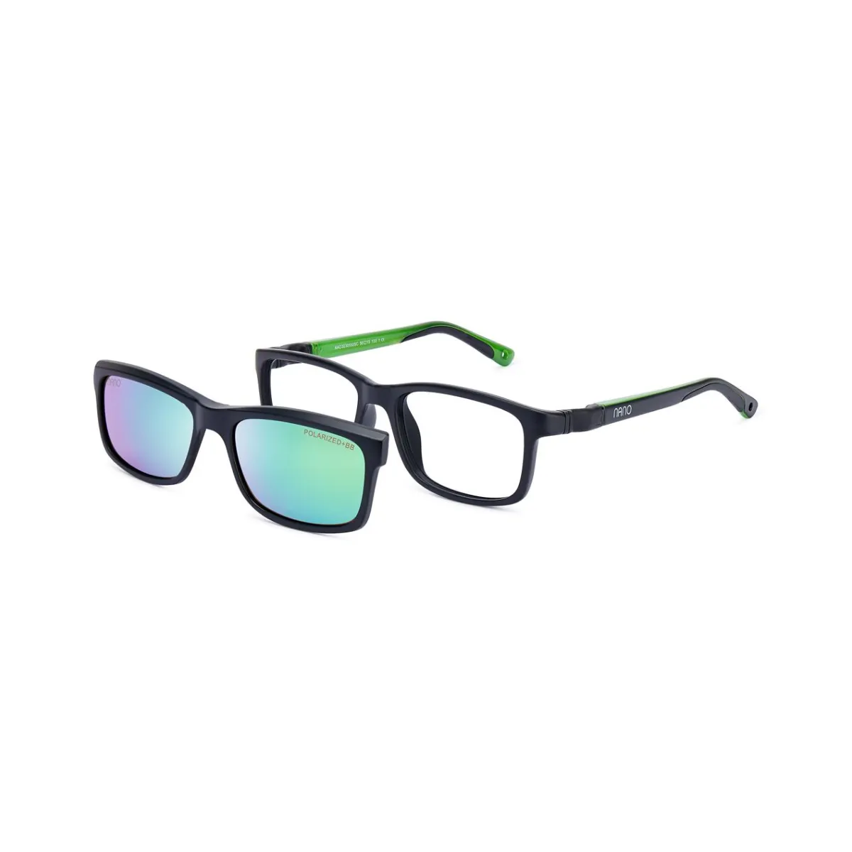 Óculos de Grau Nano Fangame Clip-On NAO3030550SC Siliflex Preto com lentes na cor Espelhado