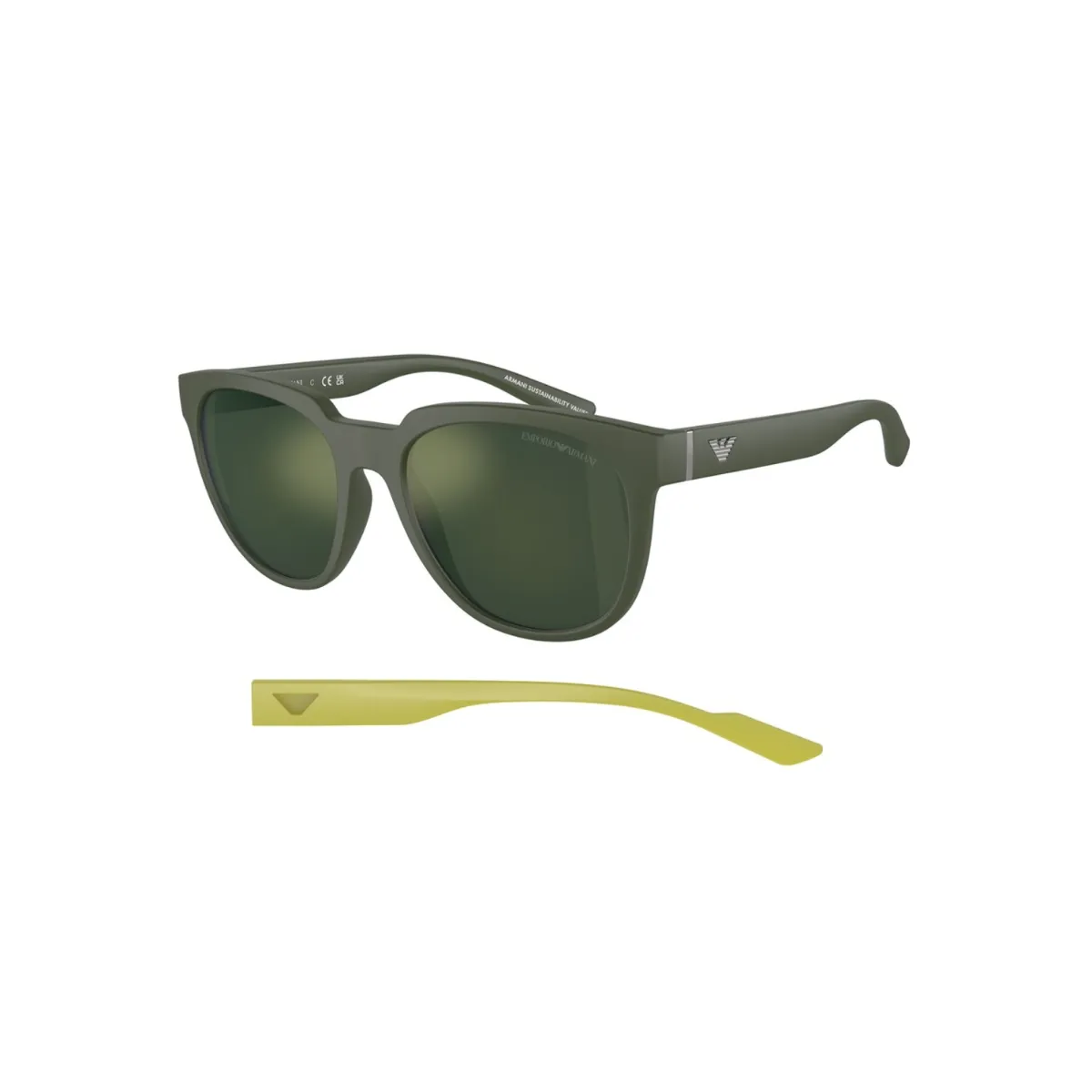 Óculos de Sol Emporio Armani 0EA4205 50586R55 Acetato Verde Fosco com lentes na cor Verde