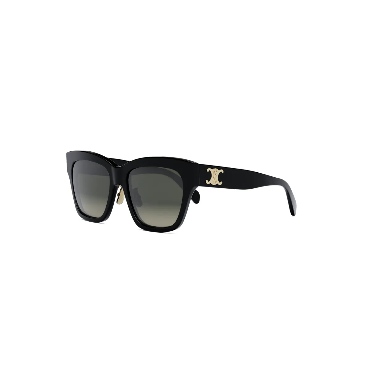Óculos de Sol Celine Triomphe CL40253F_5501F Acetato Preto com lentes na cor Fumê Degradê