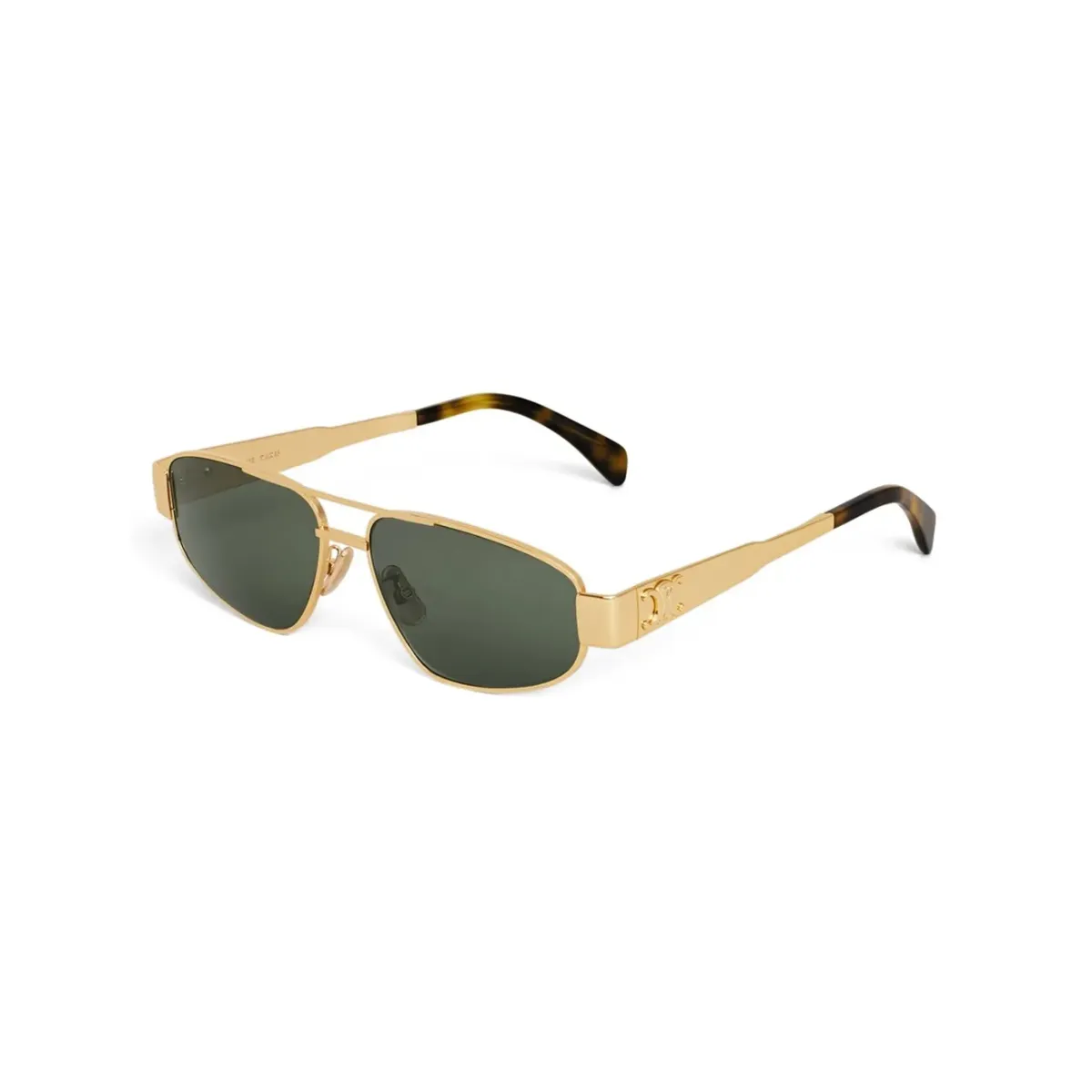 Óculos de Sol Celine Triomphe CL40281U_5730N Metal Dourado com lentes na cor Verde