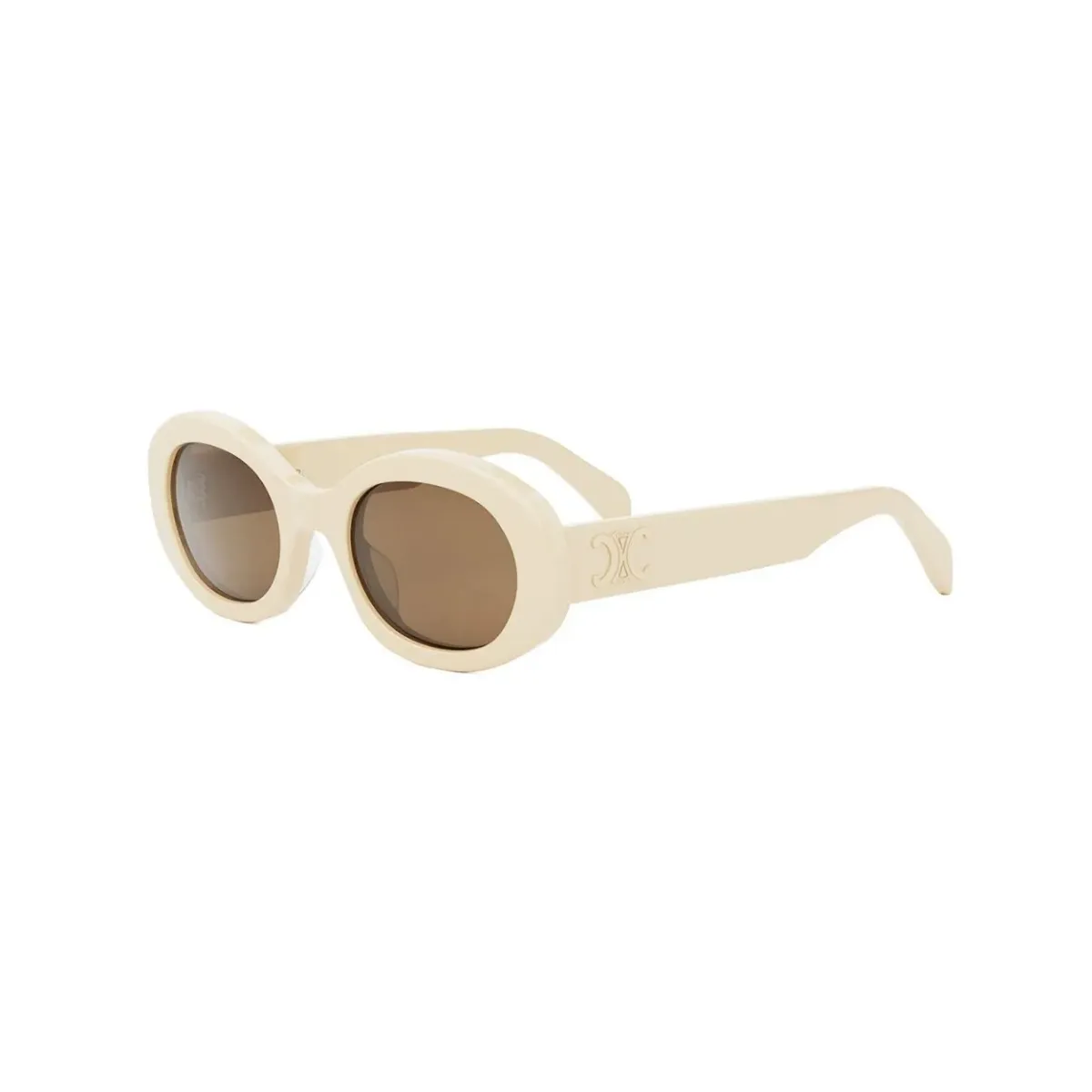 Óculos de Sol Celine Triomphe CL40194U_5224E Acetato Marfim com lentes na cor Marrom