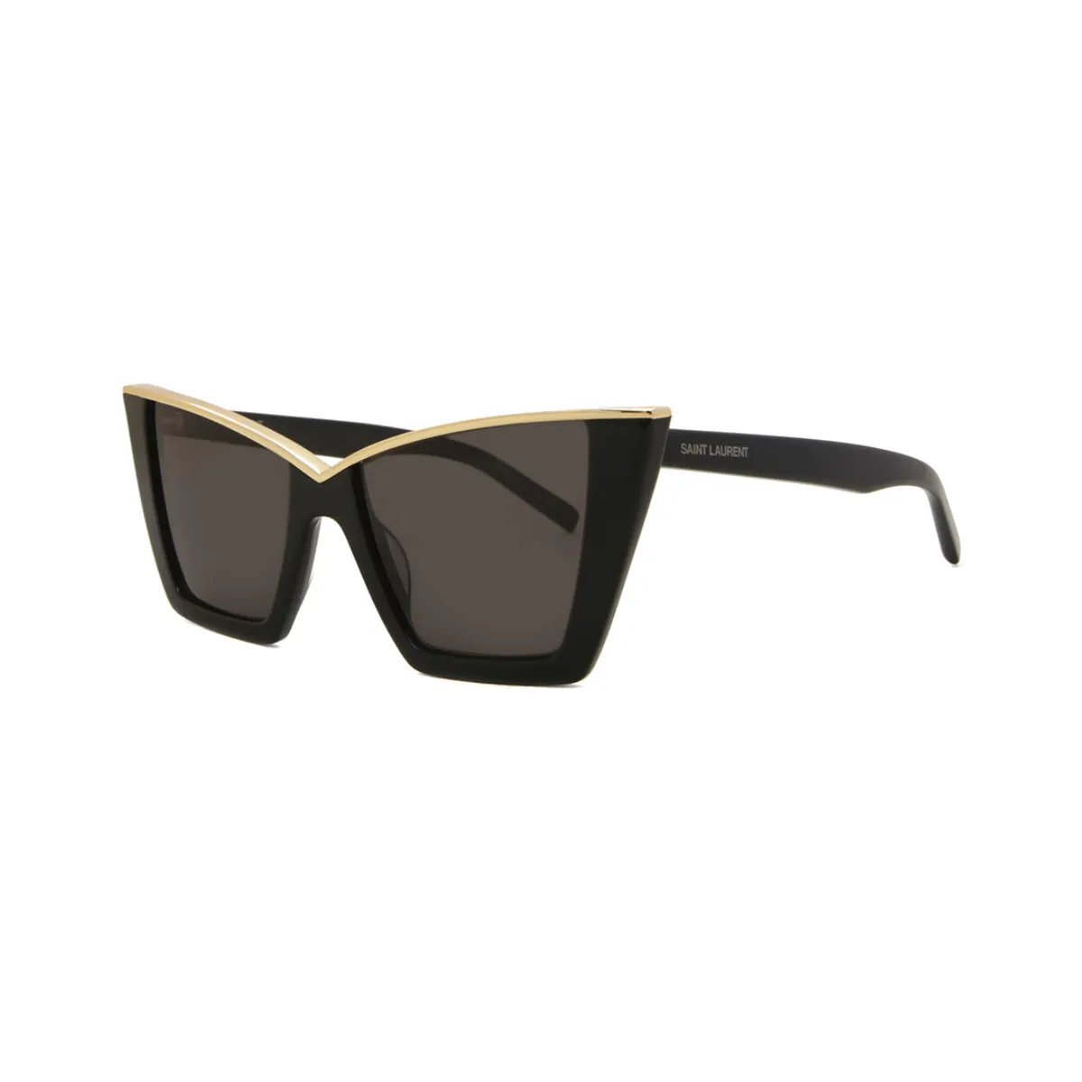 Óculos de Sol Saint Laurent SL 570-001 54 Acetato Preto e Dourado com lentes na cor Fumê
