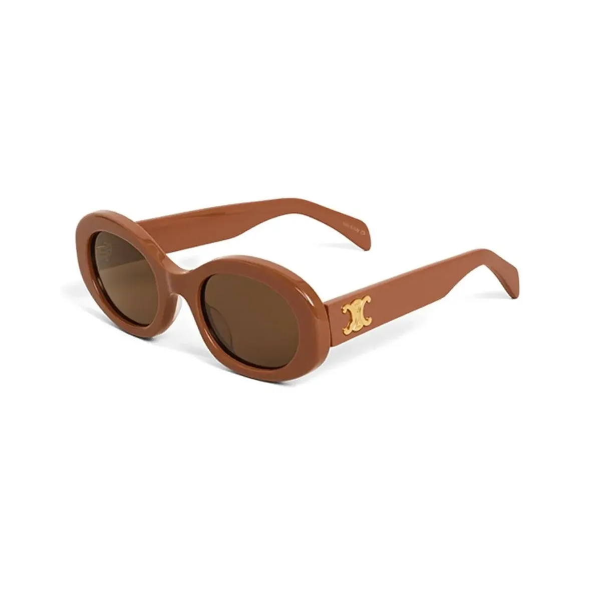 Óculos de Sol Celine Triomphe CL40194U_5245E Acetato Marrom Mesclado com lentes na cor Marrom