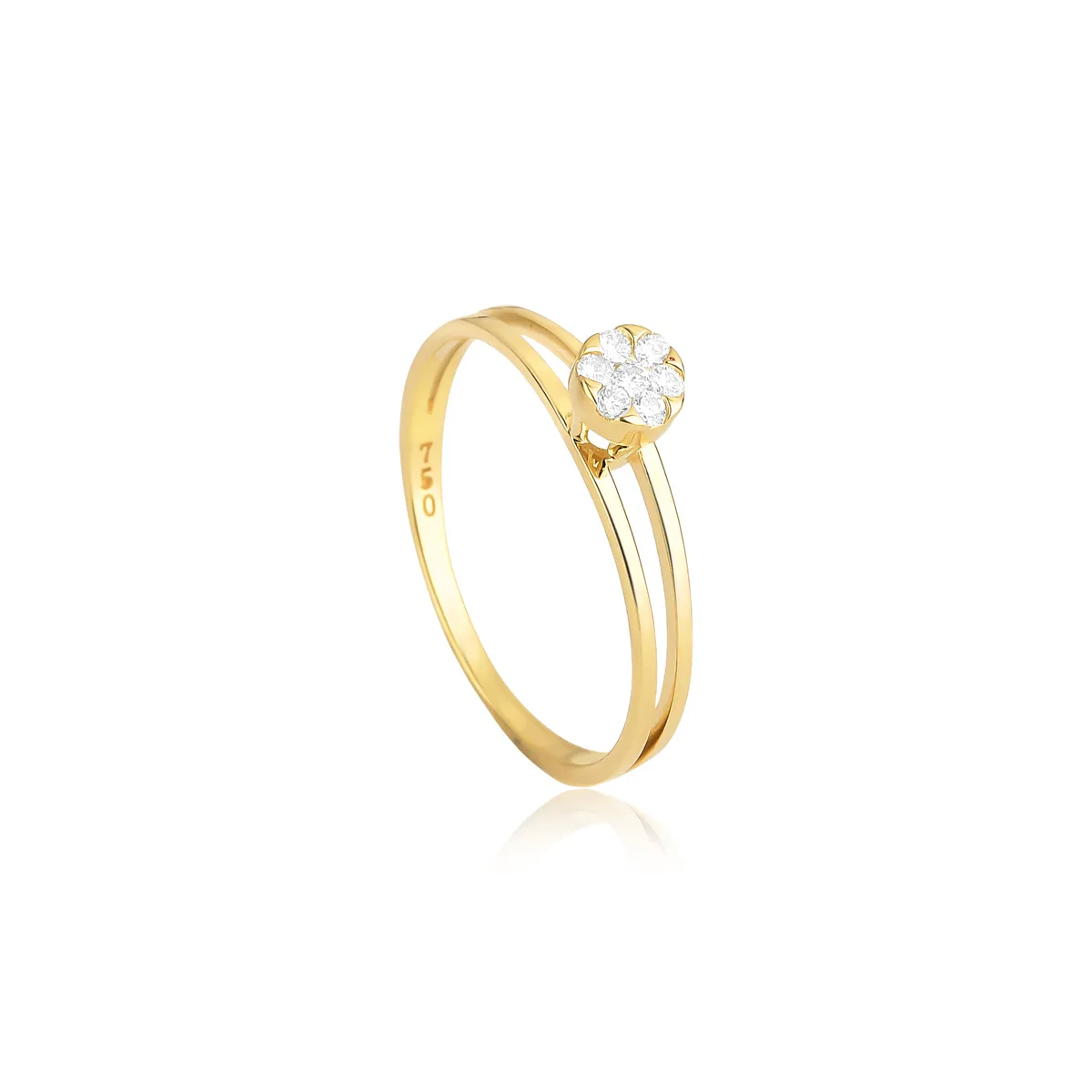 Anel Essentials chuveiro flor ouro 18k com 7,5pts de Diamante