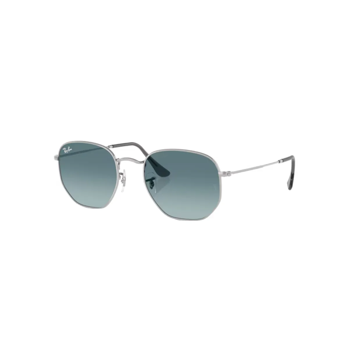 Óculos de Sol Ray-Ban Hexagonal 0RB3548N 003/3M51 Metal Prata com lentes na cor Azul