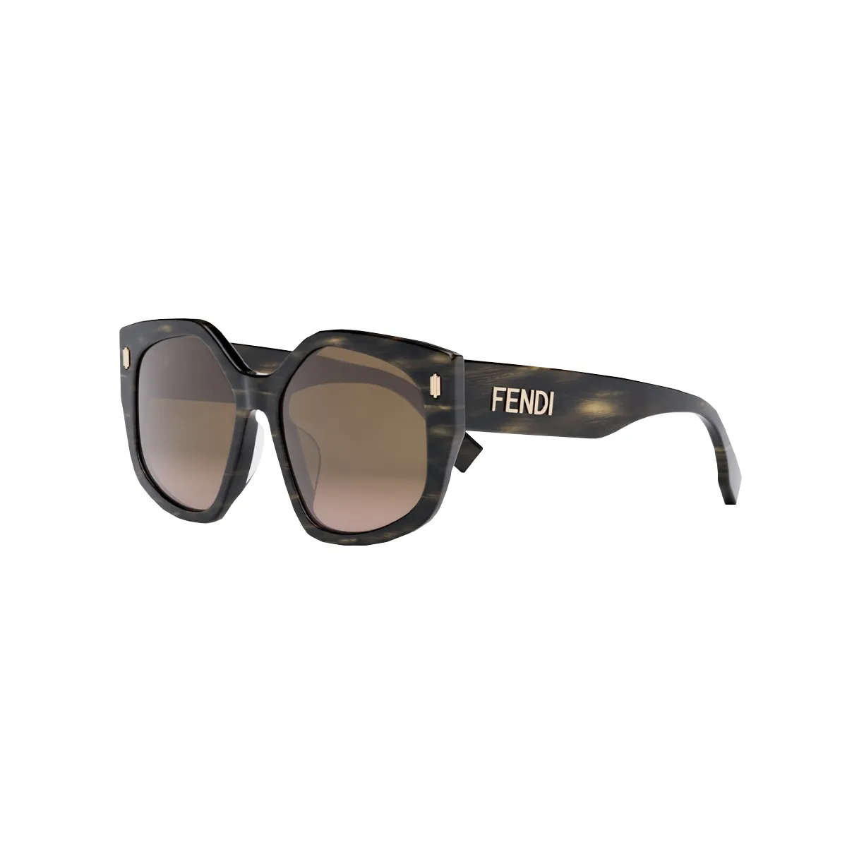 Óculos de Sol Fendi FE40017I_5563S Acetato Preto Mesclado com lentes na cor Castanho
