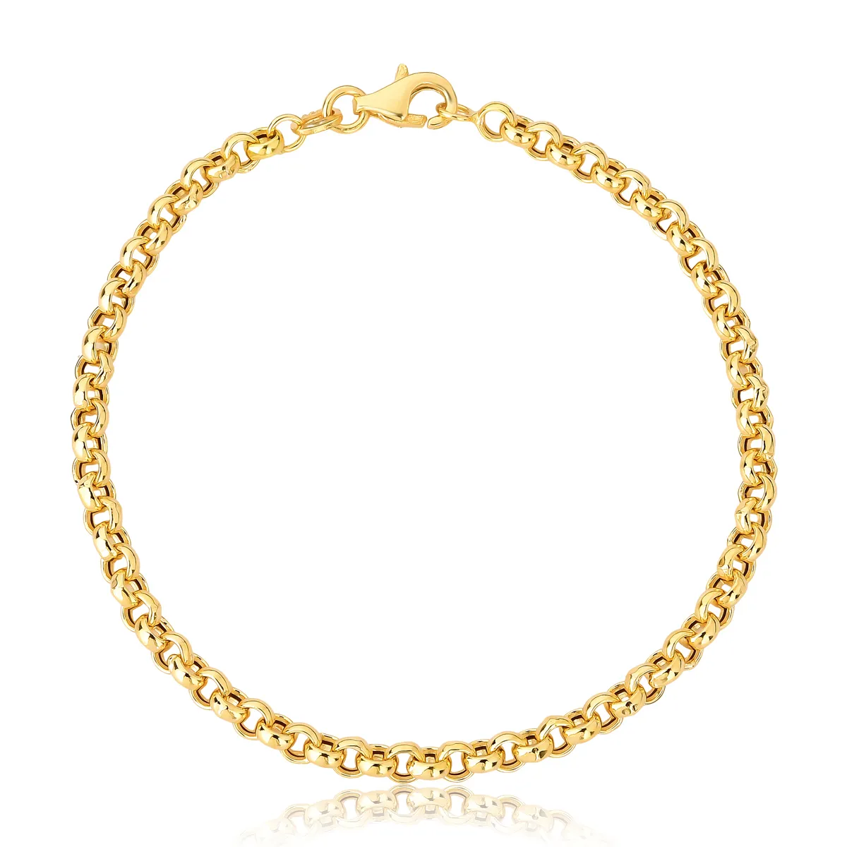 Pulseira elo Português oca ouro 18k polida 15cm